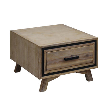 Lamp Table with 1 Storage Drawer and Solid Wooden Frame