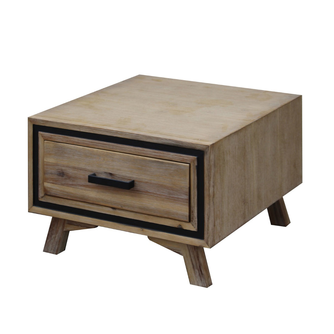 Lamp Table with 1 Storage Drawer and Solid Wooden Frame