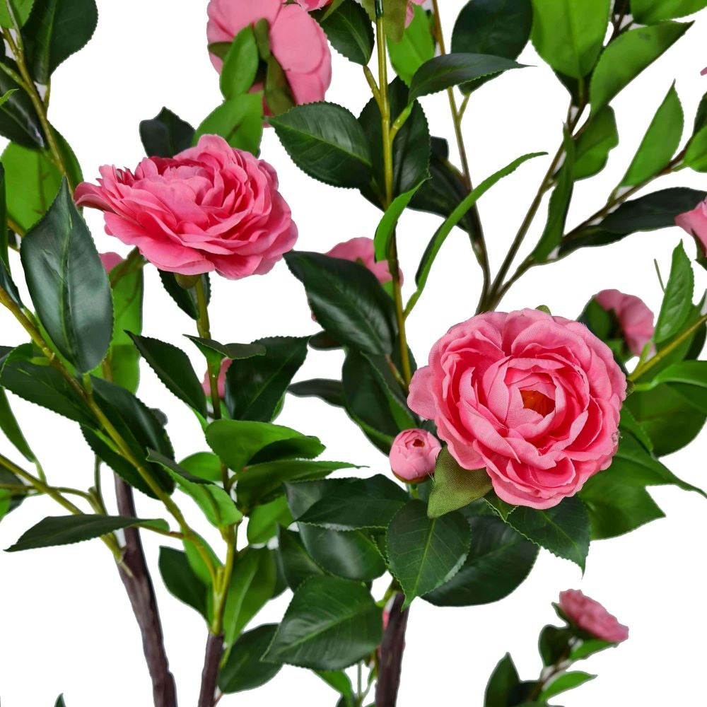 Flowering Natural Pink Artificial Camellia Tree 100cm