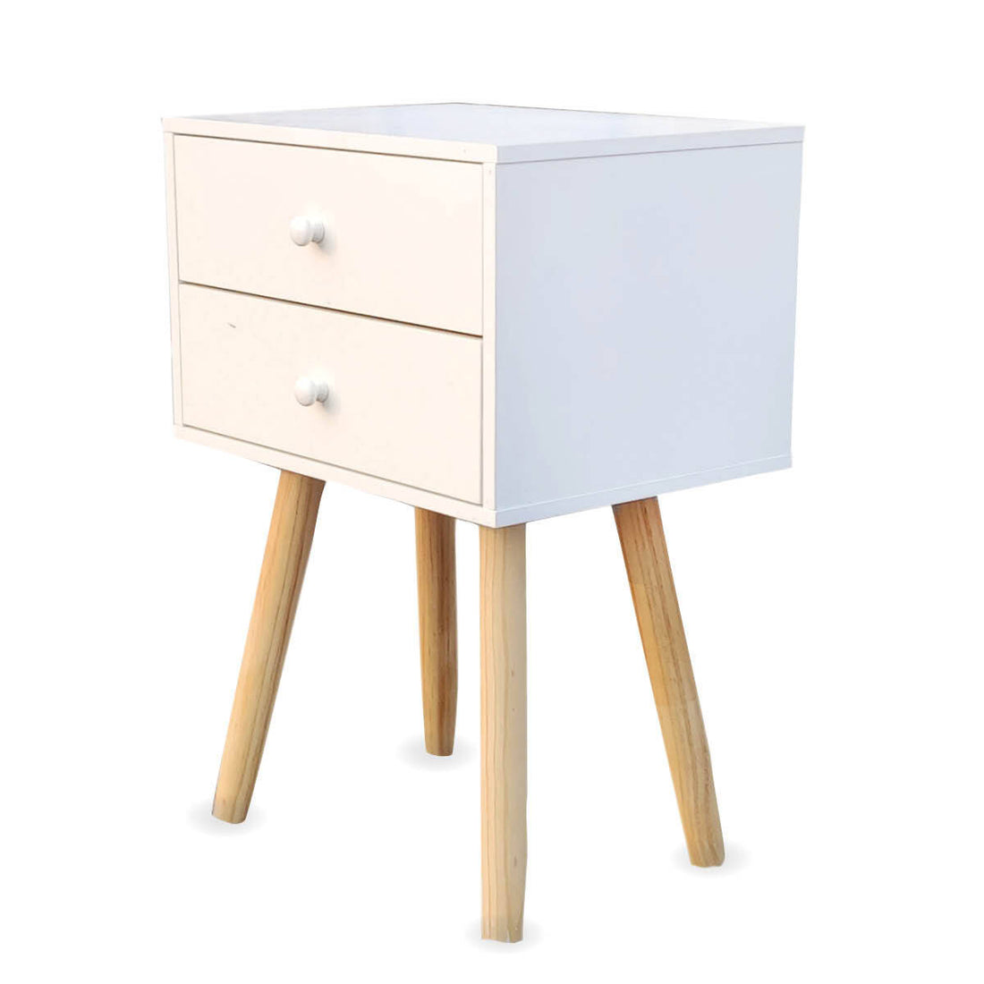 2 Drawer Side Table Sleek Modern &amp; Stylish Neutral Design 61cm