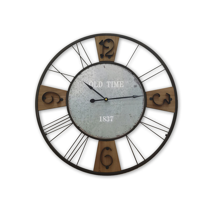 Wall Clock Large Vintage Design Stylish Metal Accents 60cm