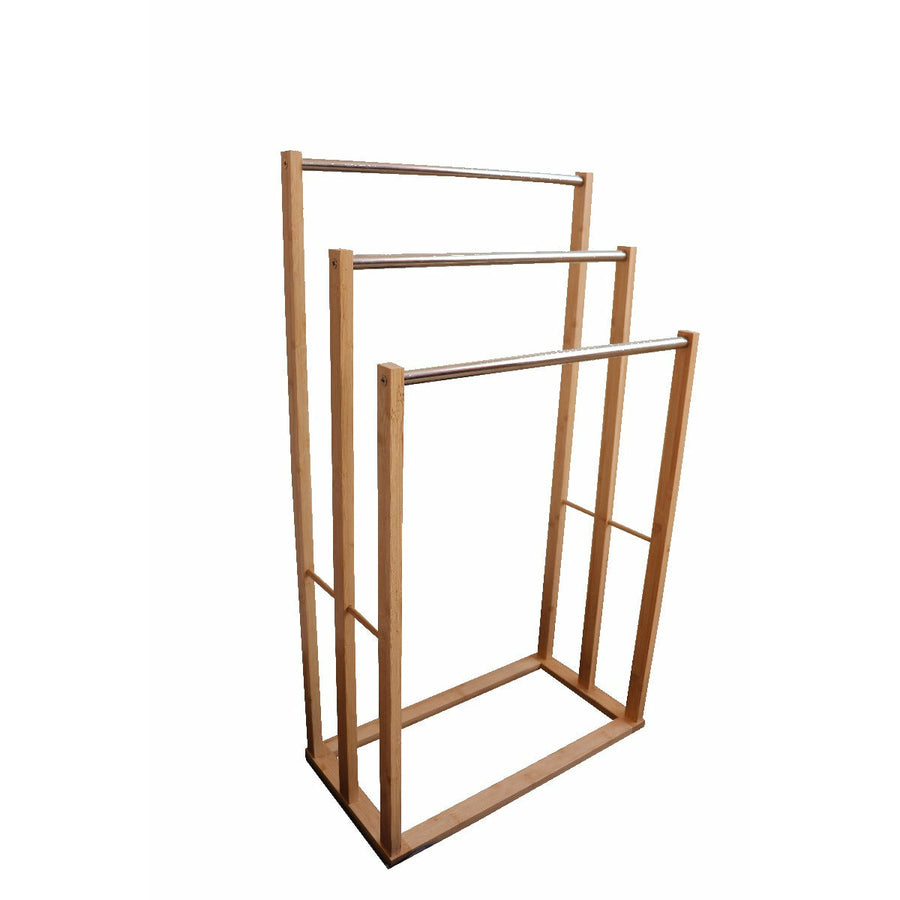 Bamboo Towel Bar Metal Holder Rack 3-Tier