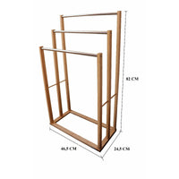 Bamboo Towel Bar Metal Holder Rack 3-Tier