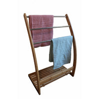 Bamboo Towel Bar Metal Holder Rack 3-Tier