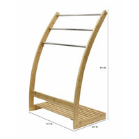 Bamboo Towel Bar Metal Holder Rack 3-Tier