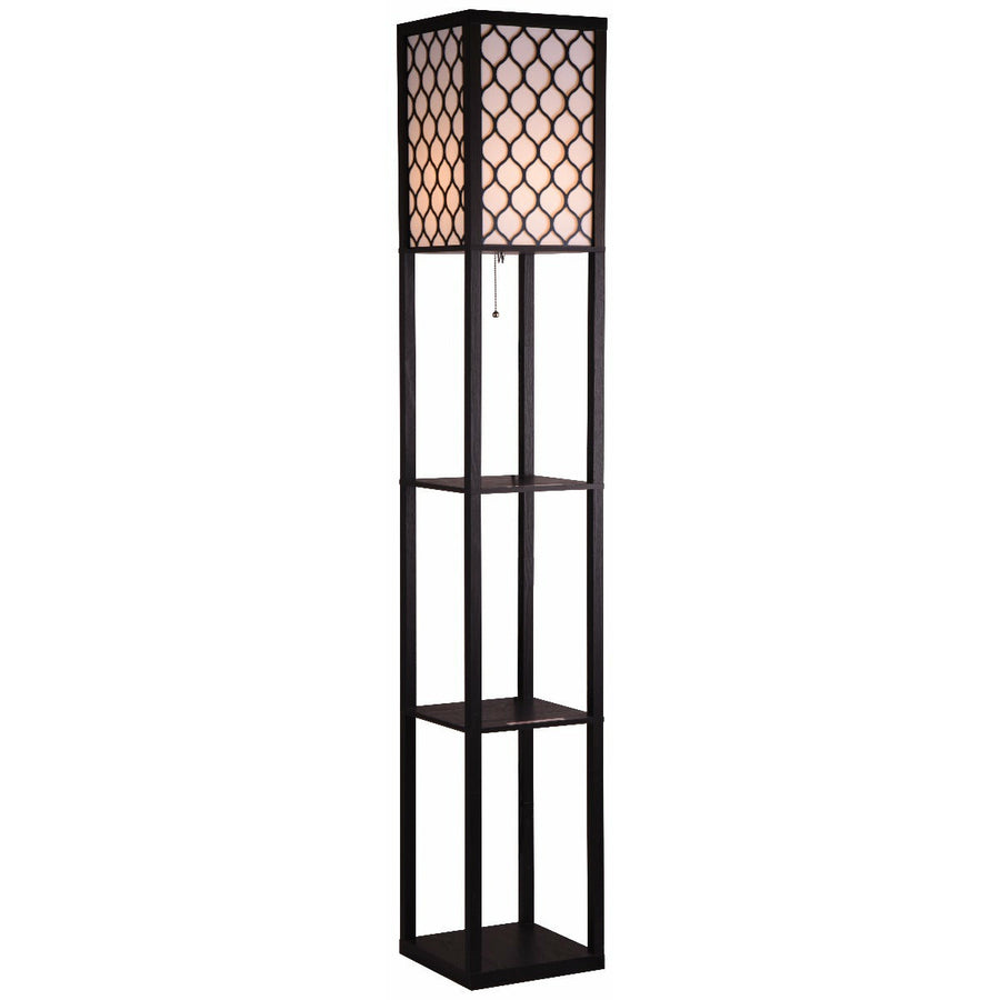 Black Diffused Shelf Floor Lamp - Hatched