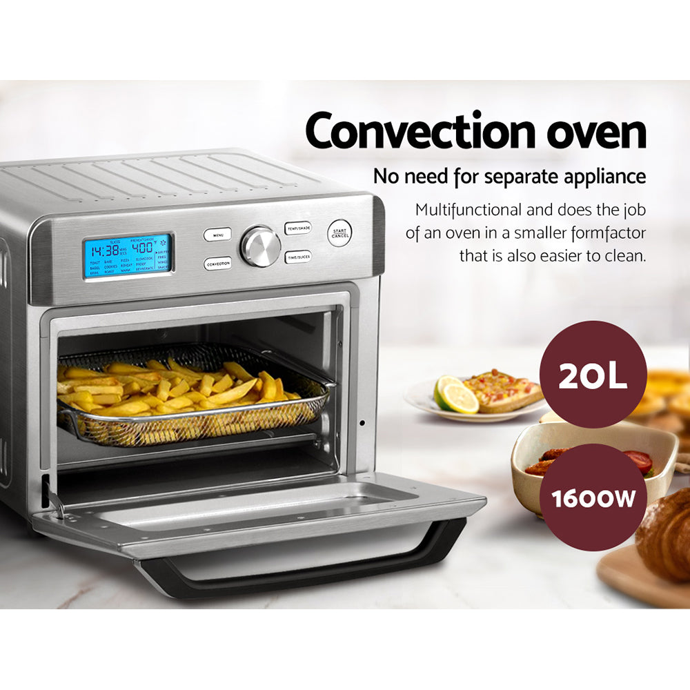 20L Air Fryer Convection Oven LCD Display - Silver