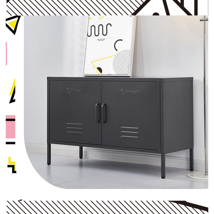 Buffet Sideboard Locker Metal Storage Cabinet - BASE Charcoal