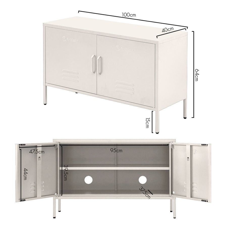 Buffet Sideboard Locker Metal Storage Cabinet - BASE White