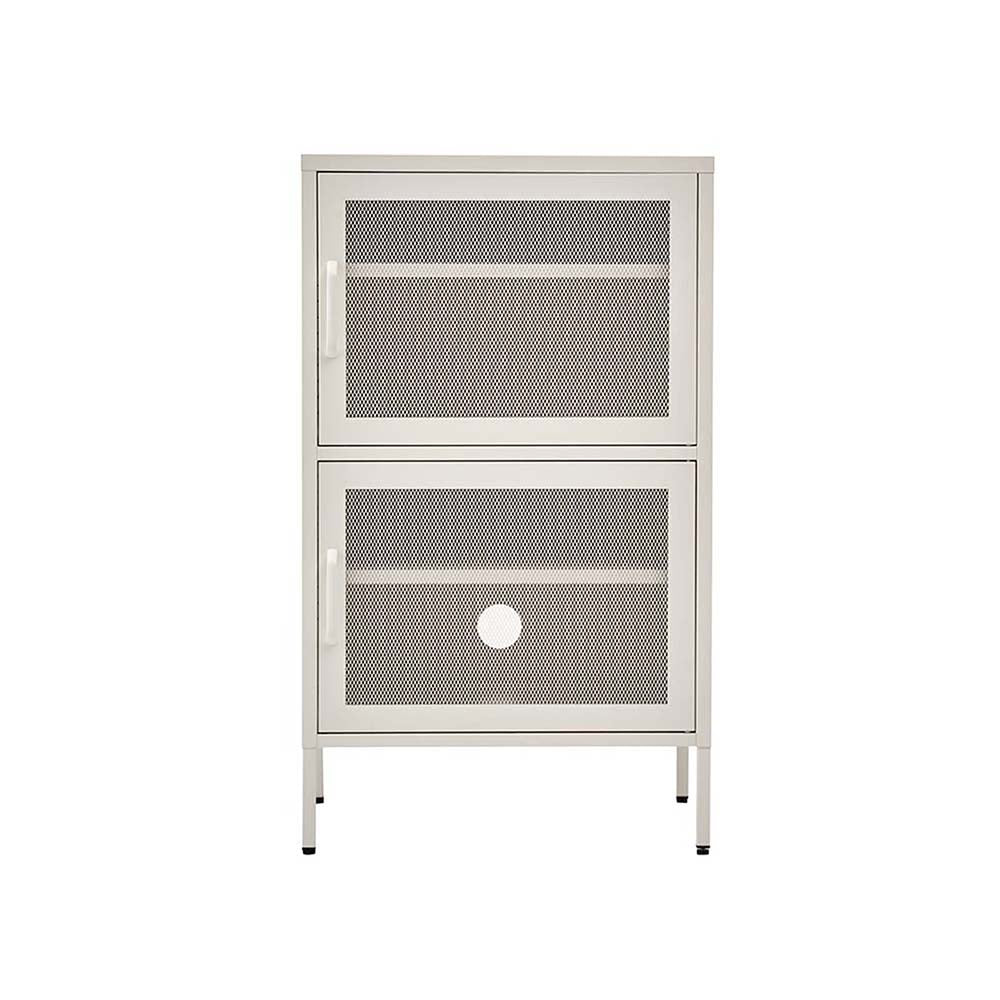 Double Mesh Door Storage Cabinet Organizer Bedroom White