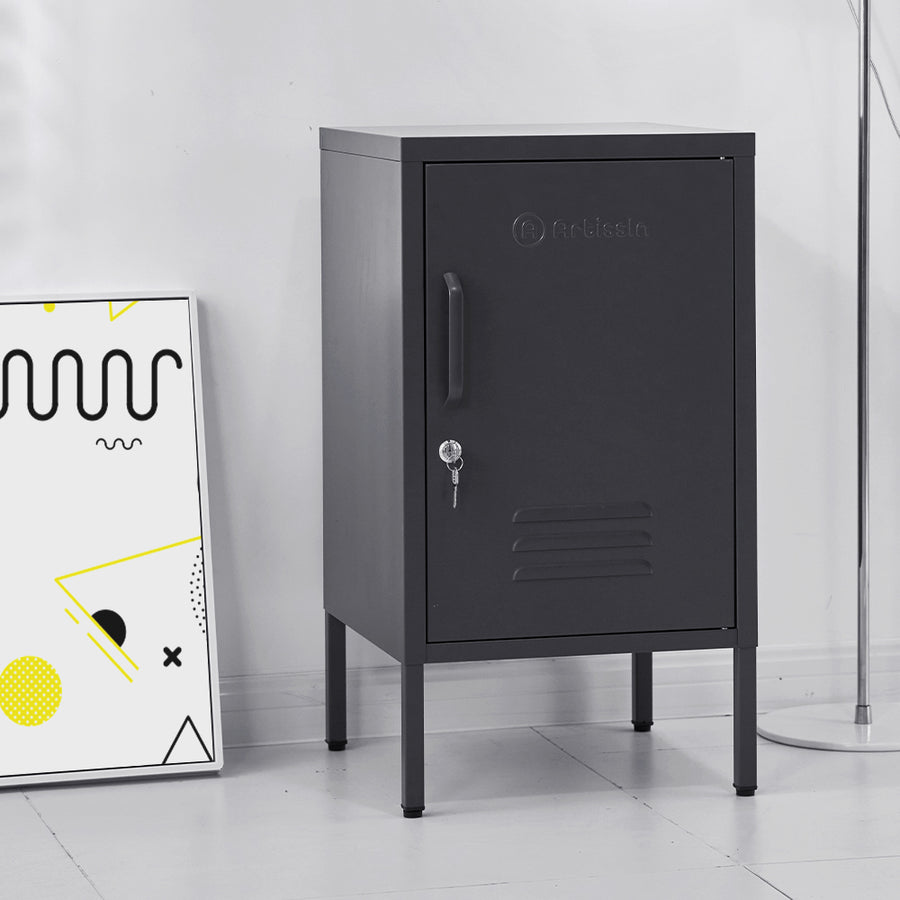 Metal Locker Storage Shelf Filing Cabinet Cupboard Bedside Table Black