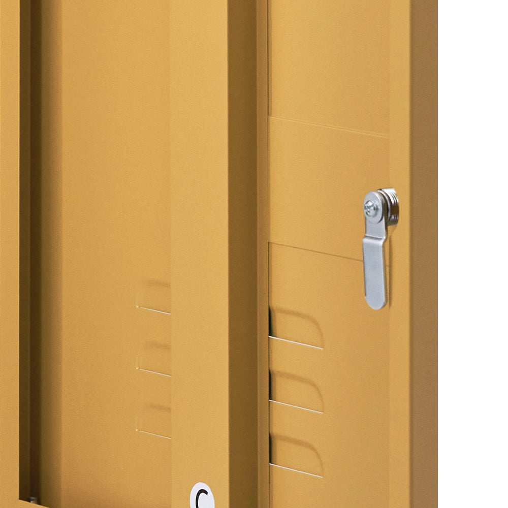 Metal Locker Storage Shelf Filing Cabinet Cupboard Bedside Table Yellow