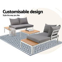 Outdoor Sofa Set 4 Seater Corner Modular Lounge Setting Aluminium White