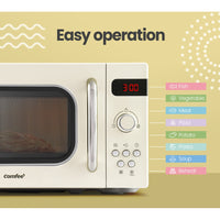 20L Microwave Oven 800W Countertop Kitchen 8 Cooking Settings Cream