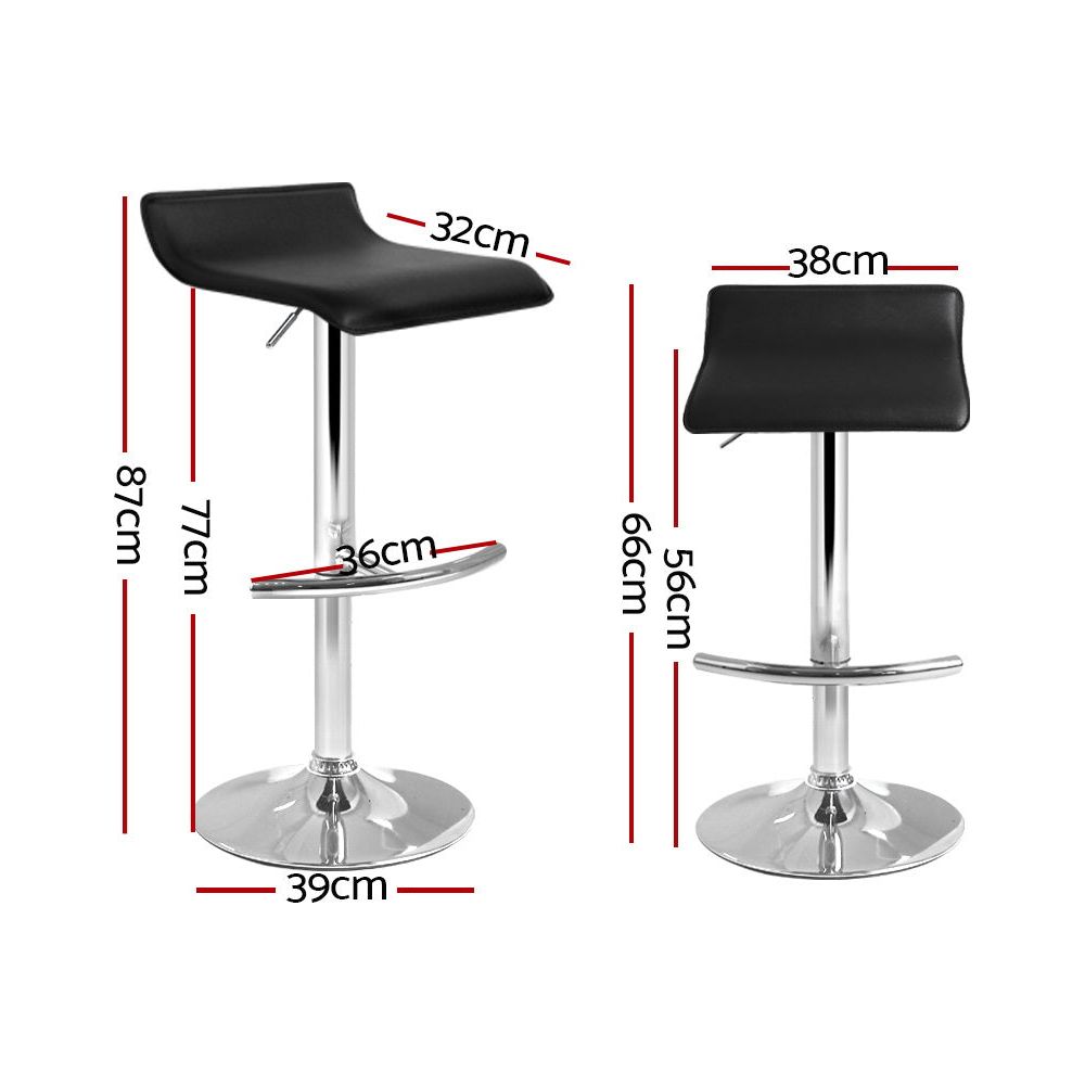 Set of 4 PU Leather Wave Style Bar Stools - Black