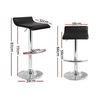 Set of 4 PU Leather Wave Style Bar Stools - Black