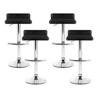 Set of 4 PU Leather Wave Style Bar Stools - Black