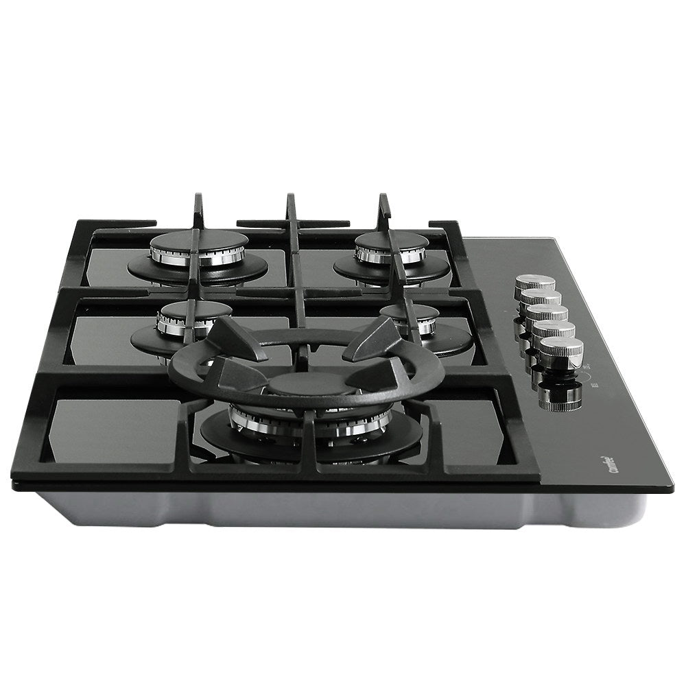 Gas Cooktop 5 Burner Kitchen Gas Hob Cook Top Trivets Stove Black NG LPG