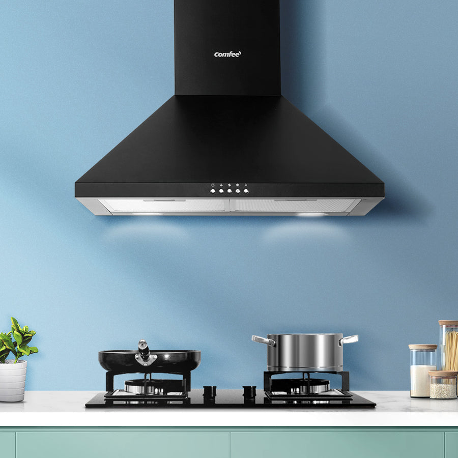 Rangehood 600mm Range Hood Home Kitchen Wall Mount Canopy 60cm Black