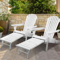 Set of 2 Outdoor Sun Lounge Chairs Patio Furniture Lounger Beach Chair Adirondack