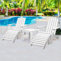 Outdoor Sun Lounge Beach Chairs Table Setting Wooden Adirondack Patio Chair