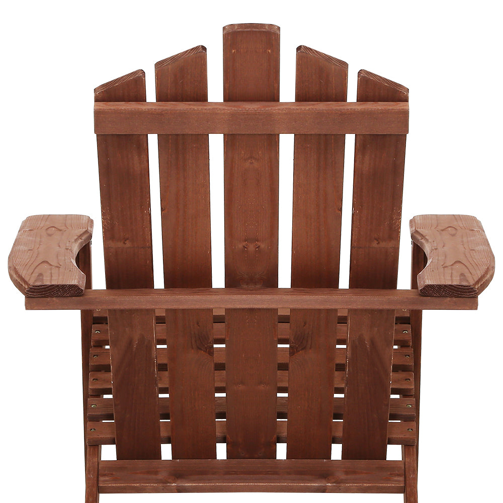 Outdoor Sun Lounge Beach Chairs Table Setting Wooden Adirondack Patio Brown Chair