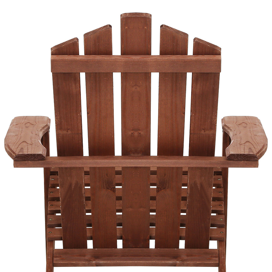 Outdoor Sun Lounge Beach Chairs Table Setting Wooden Adirondack Patio Brown Chair