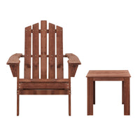 Outdoor Sun Lounge Beach Chairs Table Setting Wooden Adirondack Patio Chair Brown