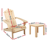 Outdoor Sun Lounge Beach Chairs Table Setting Wooden Adirondack Patio Natural Wood Chair