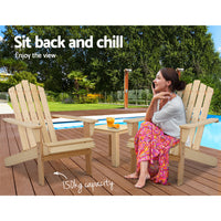 Outdoor Sun Lounge Beach Chairs Table Setting Wooden Adirondack Patio Natural Wood Chair