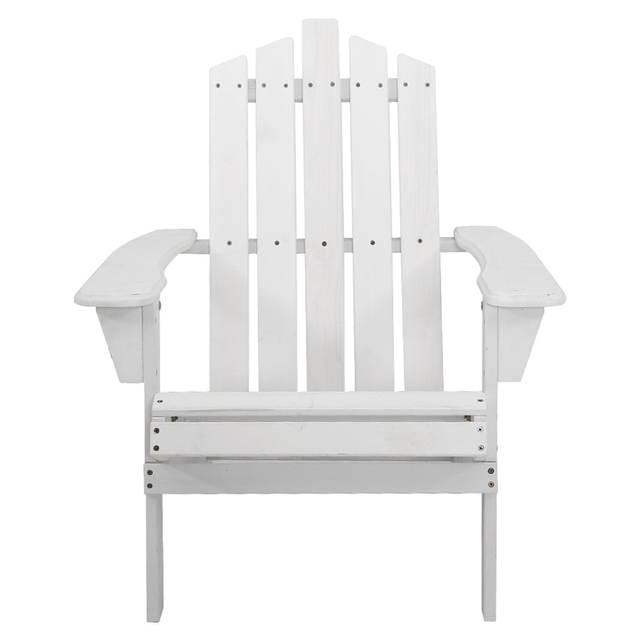 Outdoor Sun Lounge Beach Chairs Table Setting Wooden Adirondack Patio - White