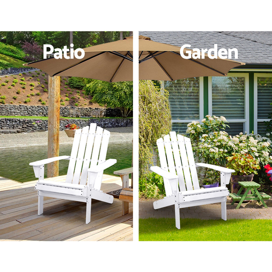 Outdoor Sun Lounge Beach Chairs Table Setting Wooden Adirondack Patio Chair White