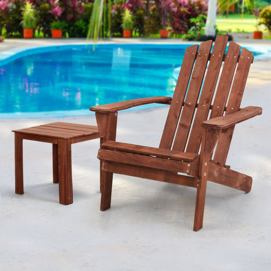 Outdoor Sun Lounge Beach Chairs Table Setting Wooden Adirondack Patio Lounges Chair