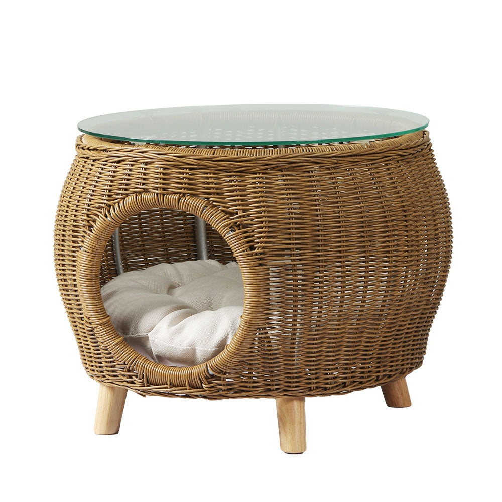 Side Table Coffee Pet Bed Wicker Indoor Outdoor Furniture Patio Desk