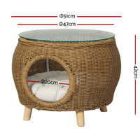 Side Table Coffee Pet Bed Wicker Indoor Outdoor Furniture Patio Desk