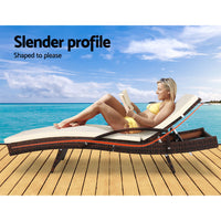 Set of 2 Sun Lounge Outdoor Furniture Day Bed Rattan Wicker Lounger Patio