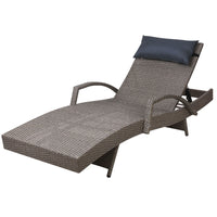 Outdoor Sun Lounge Furniture Day Bed Wicker Pillow Sofa Set