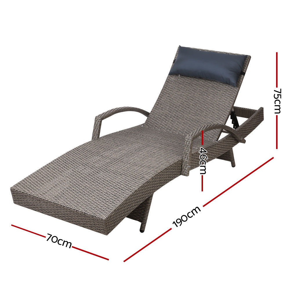 Outdoor Sun Lounge Furniture Day Bed Wicker Pillow Sofa Set