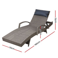 Outdoor Sun Lounge Furniture Day Bed Wicker Pillow Sofa Set