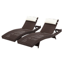 Outdoor Sun Lounge Setting Wicker Lounger Day Bed Rattan Patio Furniture Brown