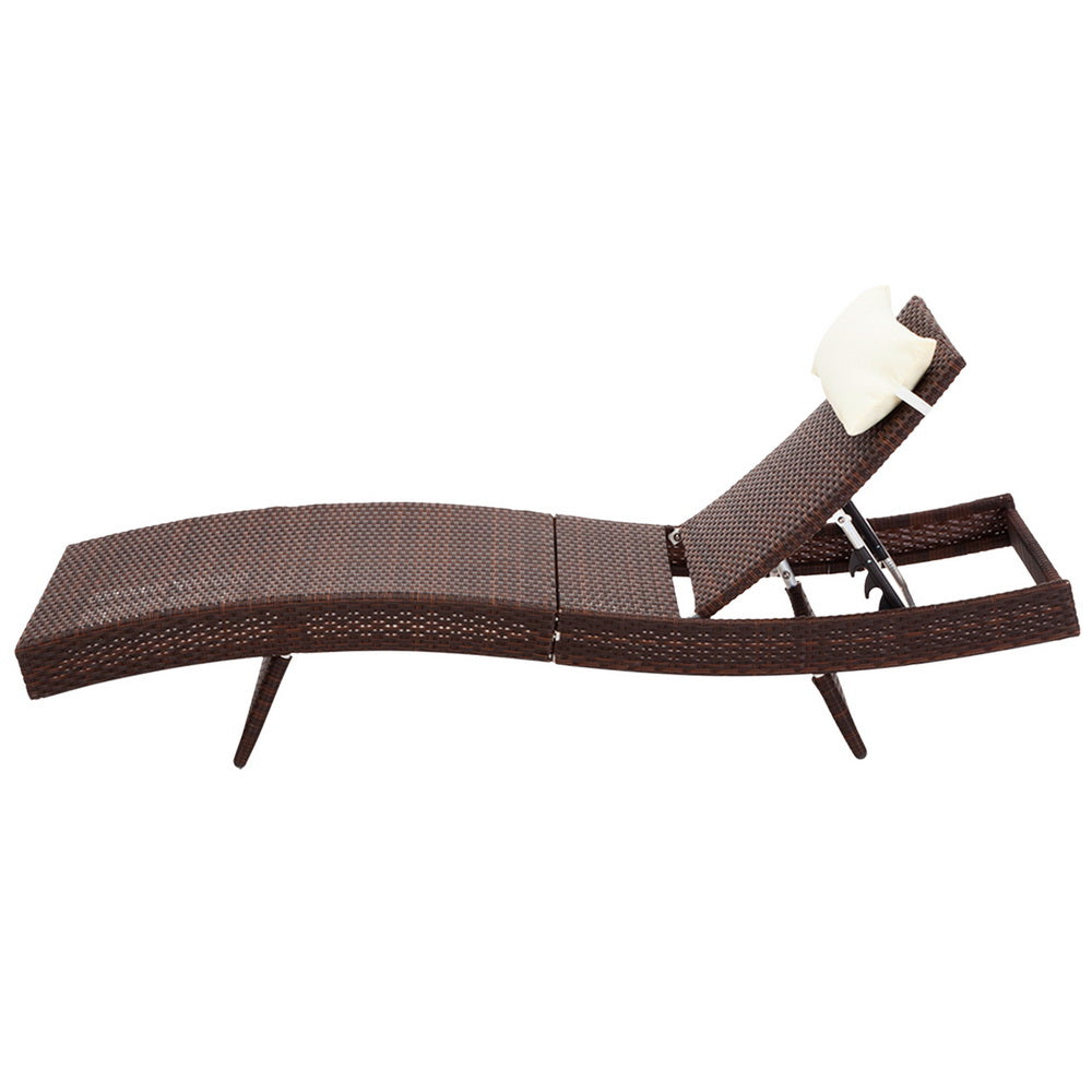 Outdoor Sun Lounge Setting Wicker Lounger Day Bed Rattan Patio Furniture Brown