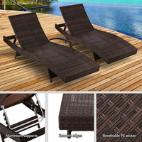 Outdoor Sun Lounge Setting Wicker Lounger Day Bed Rattan Patio Furniture Brown