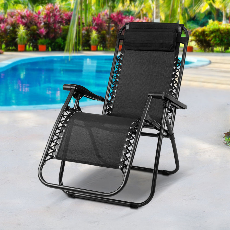 Outdoor Portable Recliner - Black