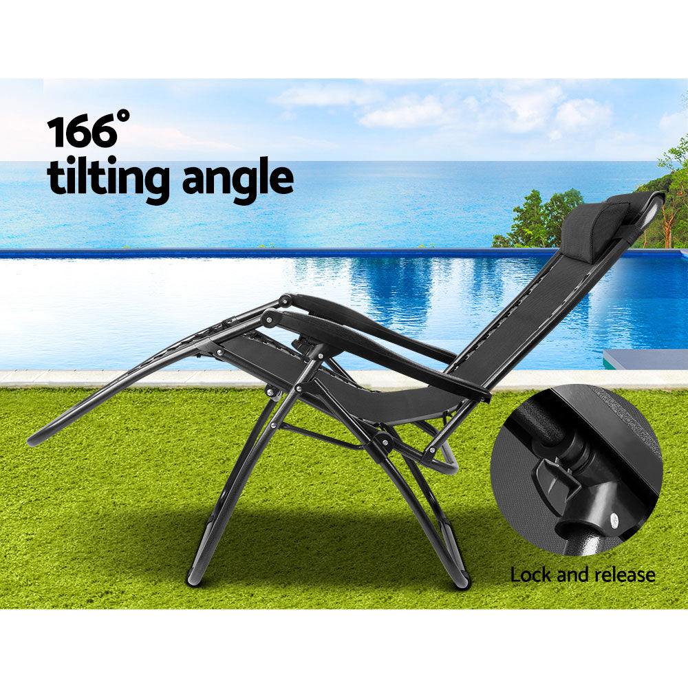 Outdoor Portable Recliner - Black