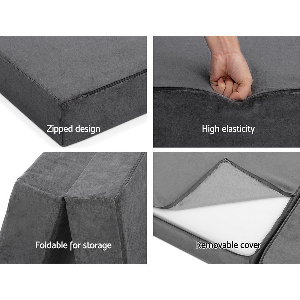 Double Size Folding Foam Mattress Portable Bed - Dark Grey