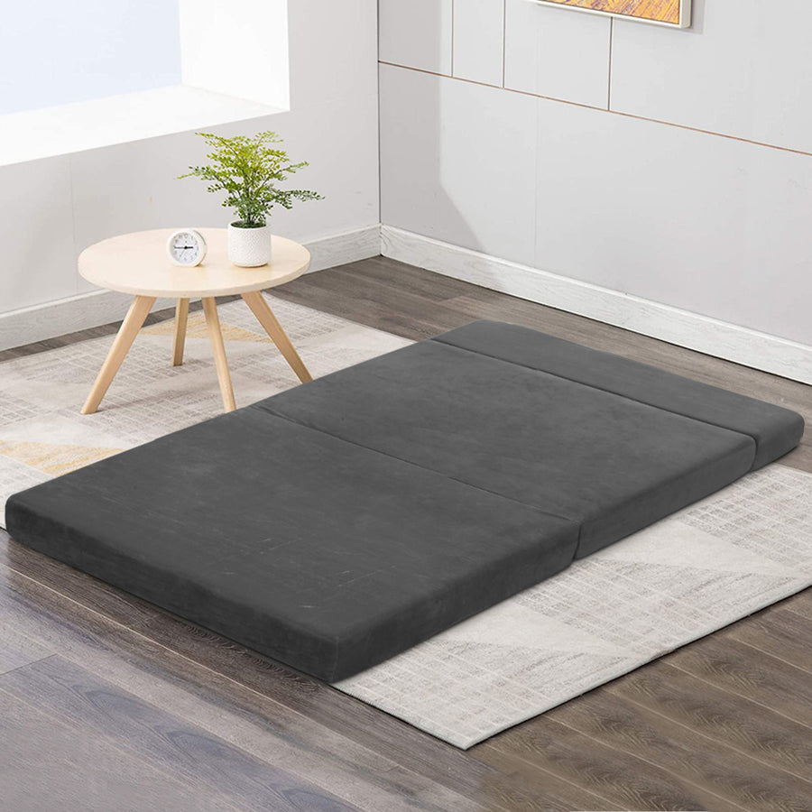 Double Size Folding Foam Mattress Portable Bed - Dark Grey