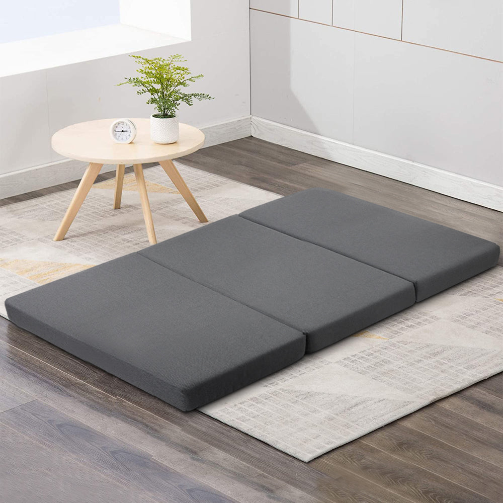 Double Size Folding Foam Mattress Portable Bed - Dark Grey