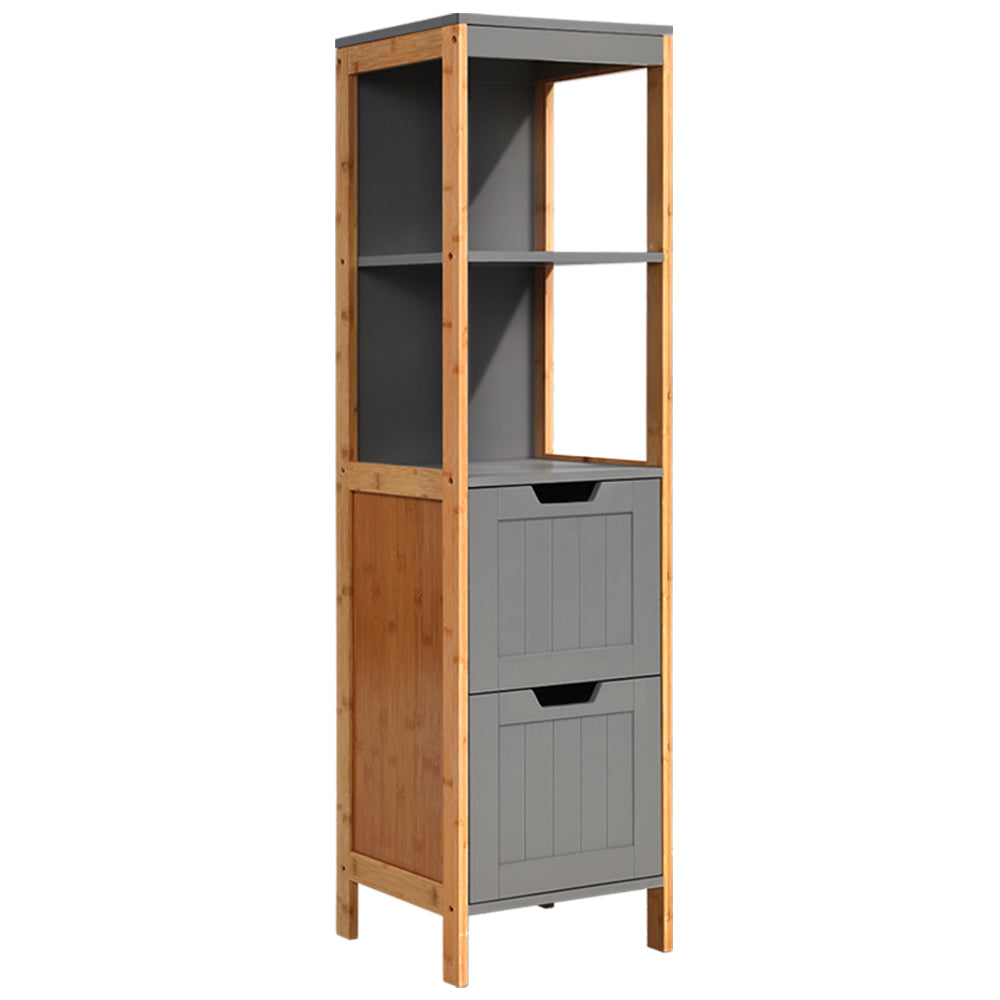 Oak Freestanding Tallboy Bathroom Cabinet - 2 Shelves