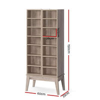 Media Storage Display Shelf Folding Cabinet - Oak