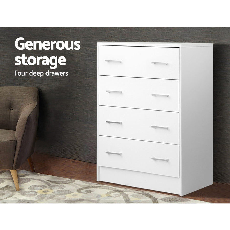 Tallboy 4 Drawers Storage Cabinet - White